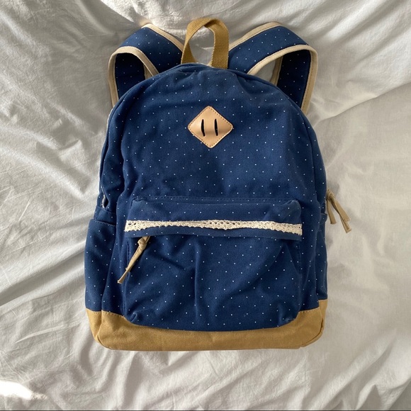 Printed Polka-dot Canvas Backpack - Picture 2 of 9